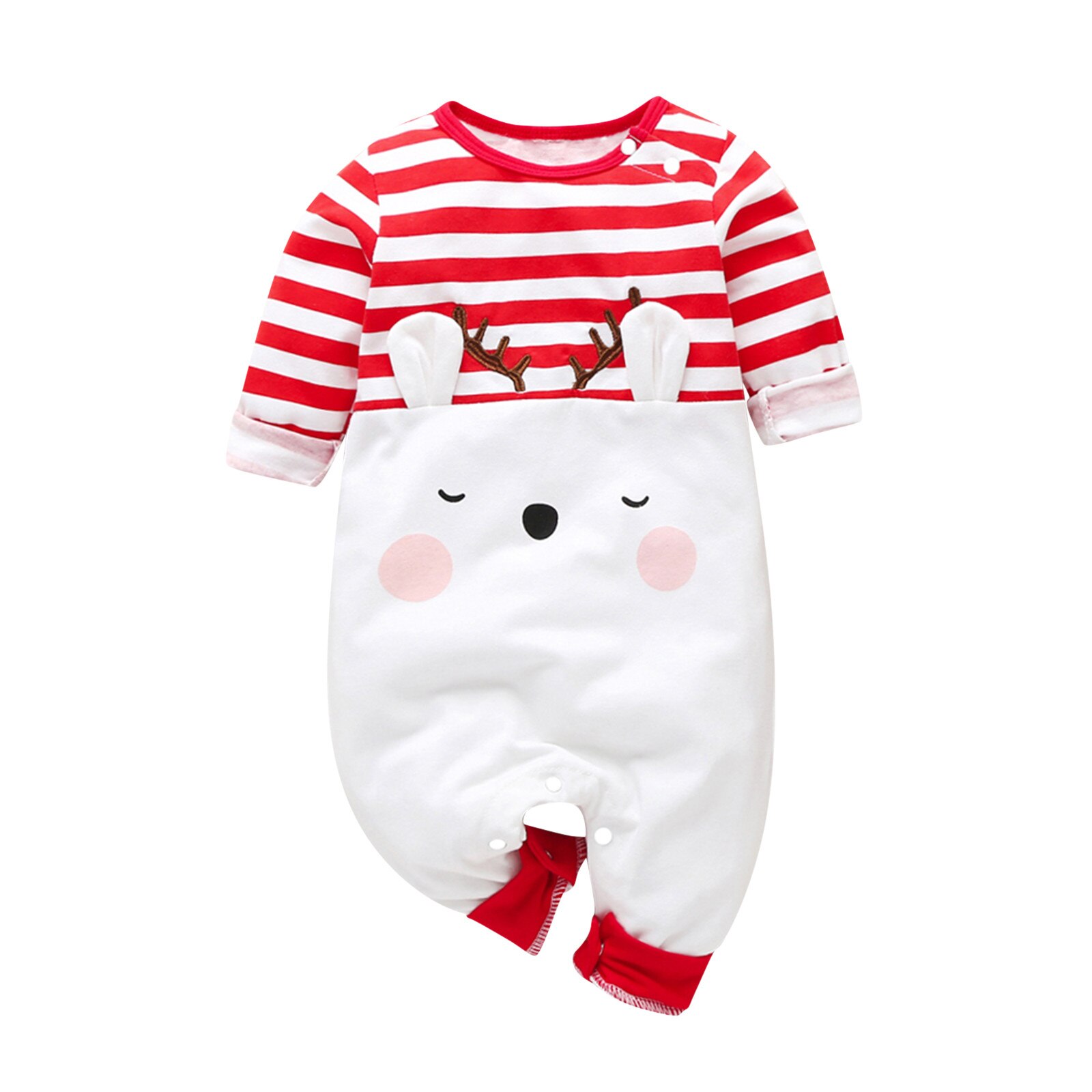 #44 0-12m Infant Baby Jungen Mädchen Weihnachten Cartoon Deer Striped Romper Overall Kleidung Baby Jungen kleidung Рождество: 12m