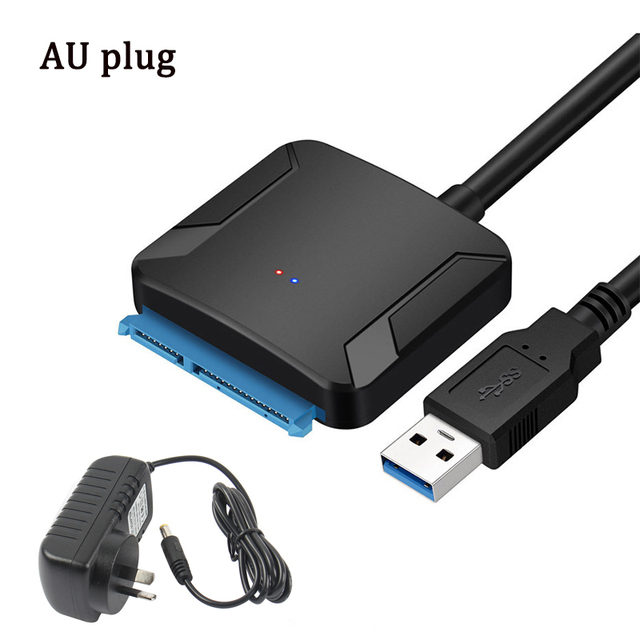USB 3.0 To Sata Cable For SATA III 3.5 2.5 Inch External HDD SSD Hard Drive Easy Drive Cable DC5.5 12V 2A Power Adapter: black