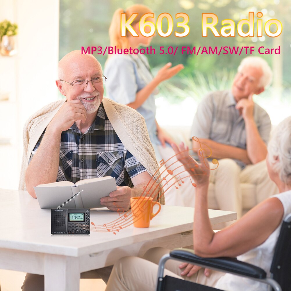 K603 FM/SW/AM Multi Band Digital Radio Stereo MP3 Player Speaker Portable LCD Display Bluetooth Pocket Recorder Radiogram