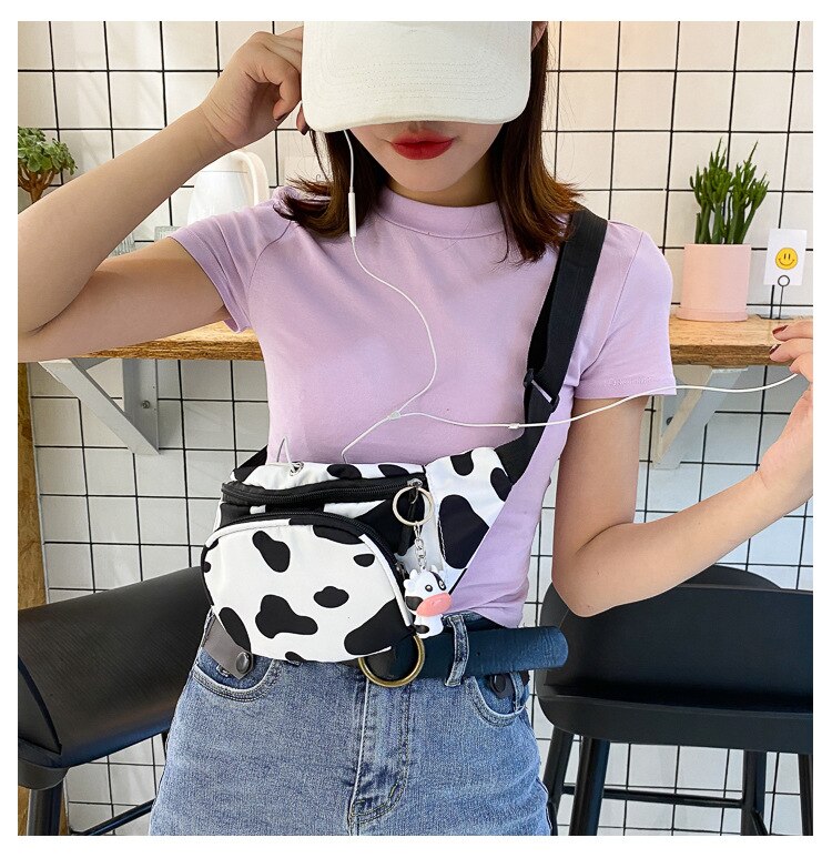 Piterek damski, modny nadruk zwierzęta saszetka biodrowa torba na klatkę piersiowa z regulowanym paskiem czarny biały 2021 w nowym stylu