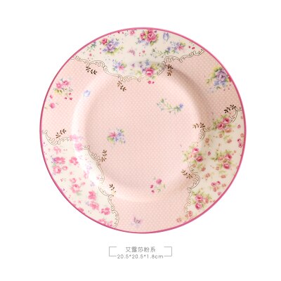 Porslin lantlig stil kärleksfat blomma utsökt liv dinne tallrik biff tallrik europeisk amerika stil levande: A5