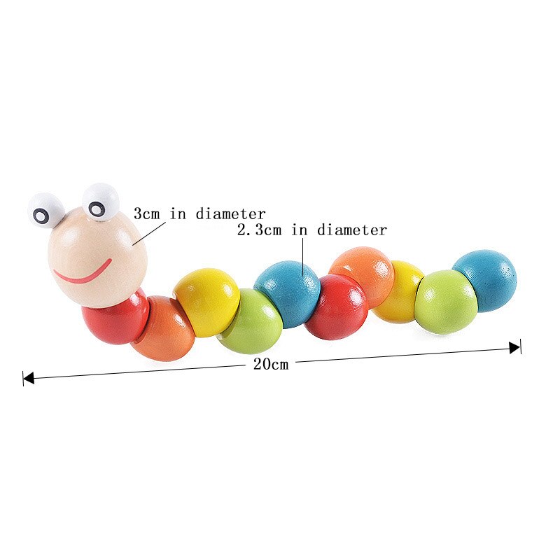 1Stck Holz Bunte verdrehte Insekt Spielzeug Nette Karikatur Baby Insekt Spielzeug FrüHenne Bildung für Baby freundlicher