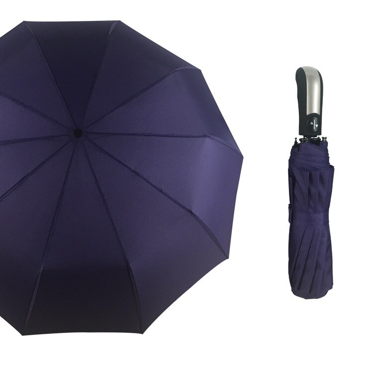 Paraguas de lluvia para hombre y mujer, sombrilla negra con recubrimiento 10K, resistente al viento, plegable, automático, para lluvia, gran lujo, resistente al viento