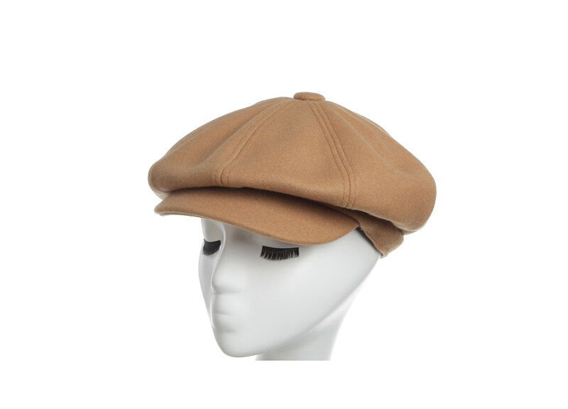 Kvinders nyhedsdreng hætte damer efterår vinter ruskind stof ottekantede hatte hatte til kvinder vinter udendørs hatte til kvinder: Khaki