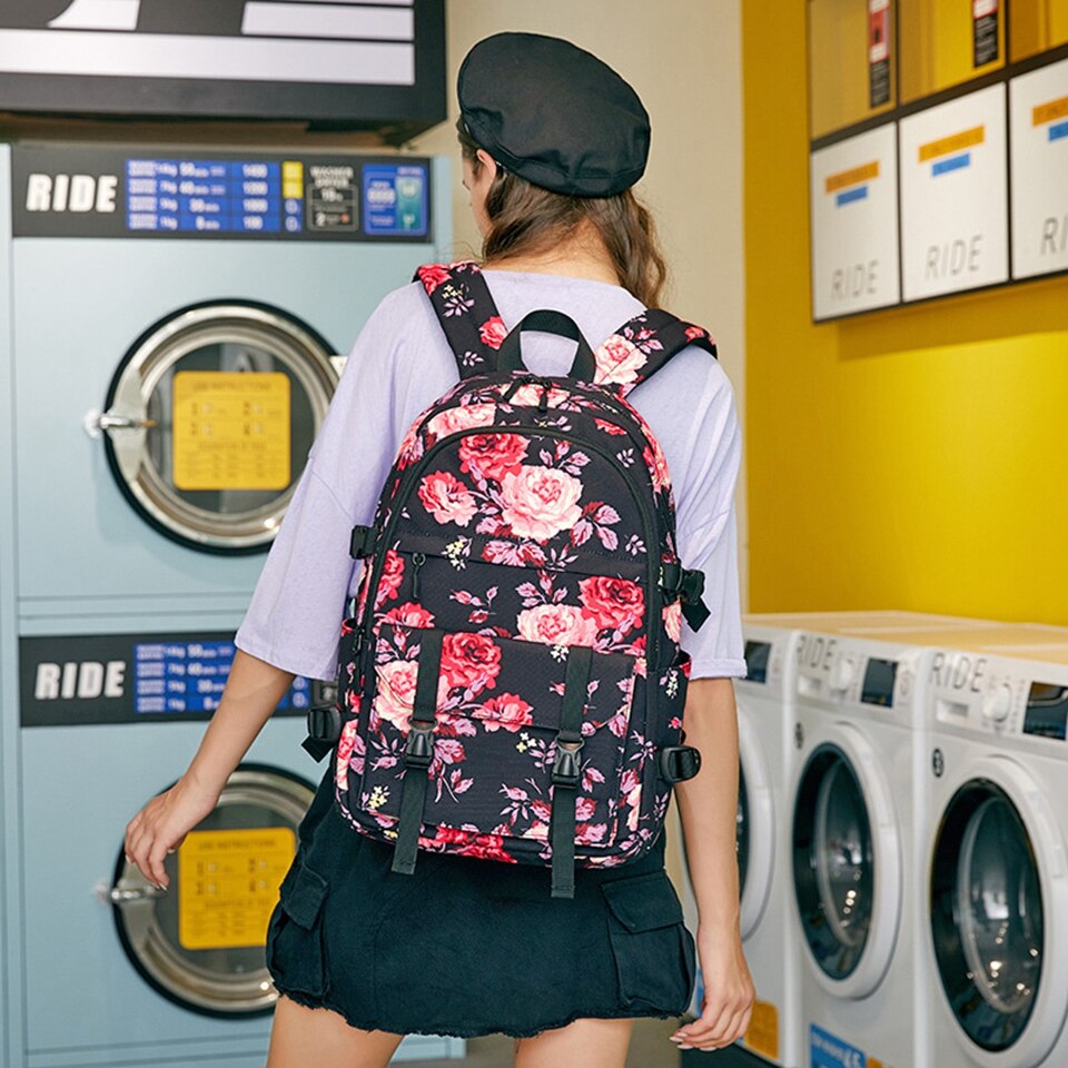 Bloemen laptop rugzak boekentas voor tieners college dagrugzak reistas waterafstotende middelbare schooltas rugzak voor meisjes vrouwen