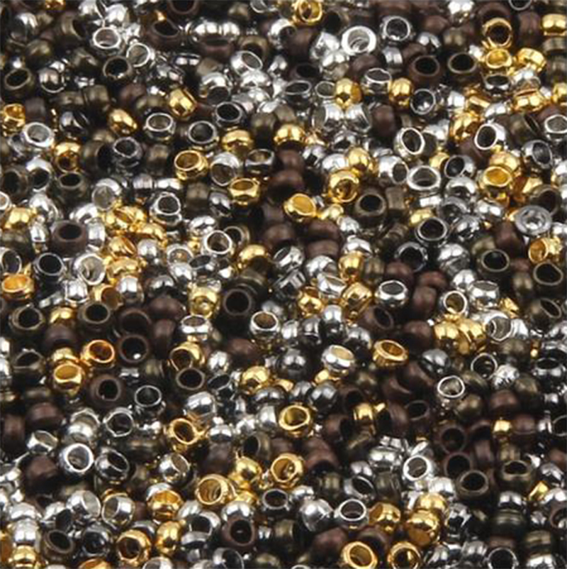 500 sztuk złoto srebrne kulki zaciski koraliki końcowe 2/2.5/3mm korek elementy dystansowe koraliki do tworzenia biżuterii ustalenia DIY akcesoria: M / Blado Różowo Szary