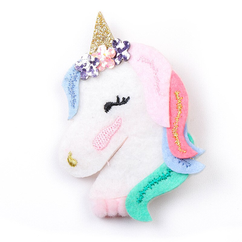 Baby Glitter Metallic Unicorn Hair Clips Girls Rainbow Hairpins For Kids Unicorn Party Hair Accessories: unicorn hair clips