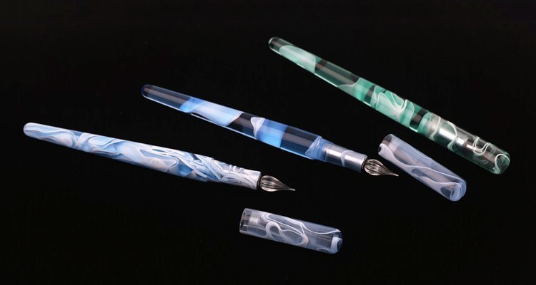 Pluma de inmersión de vidrio multifunción de hermoso , con 5 plumas diferentes de plumilla para estilográfica, bolígrafos de escritura de pintura intercambiables para