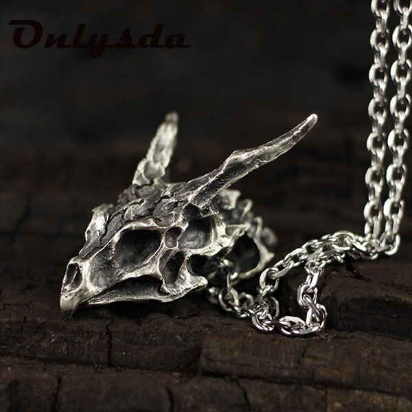 Charms Viking Dragon Skull Pendant Necklace Men's Biker Rock Punk Jewelry Antique Retro Chain OSDZ107