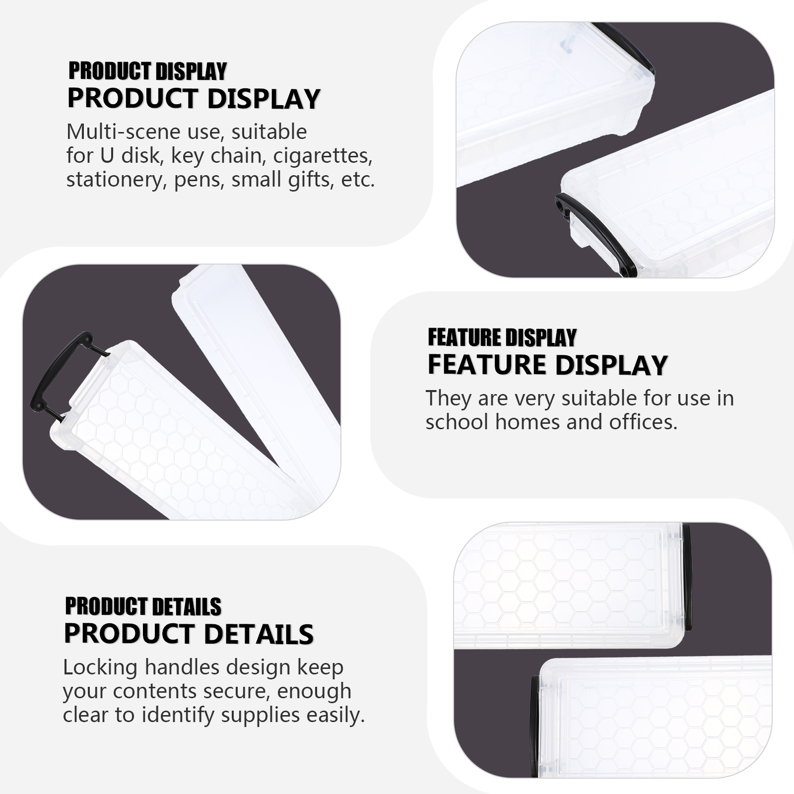 3 Sets 6Pcs Large Capacity Pen Pencil Storage Boxes Plastic Pencil Boxes (White)