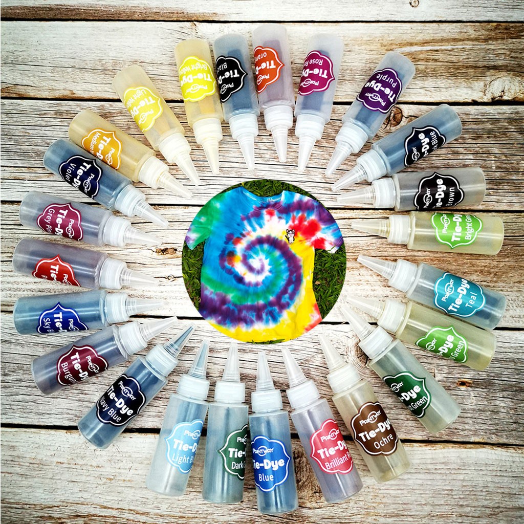Cold Water Colorful One Step Art Craft Permanent With Pigment Fabric Tie-Dye Kit 24 Colors DIY Safe Dyes Fun DIY Garment