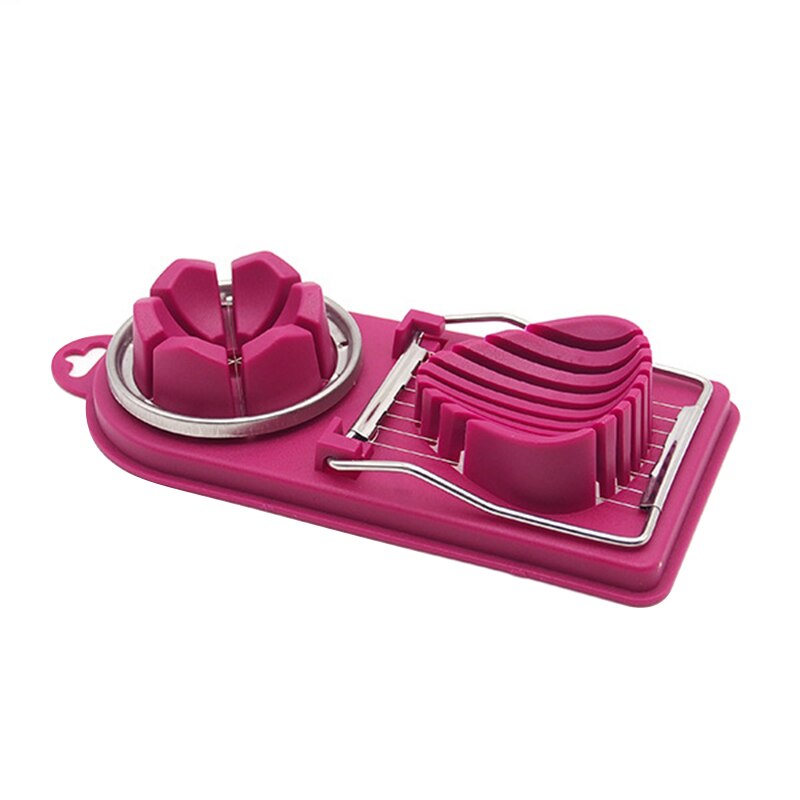 Roestvrij Staal Ei Snijder Ei Slicers Multifunctionele Fruit Groente Snijden Koken Tool Met Haak Keuken Accessoires: purple
