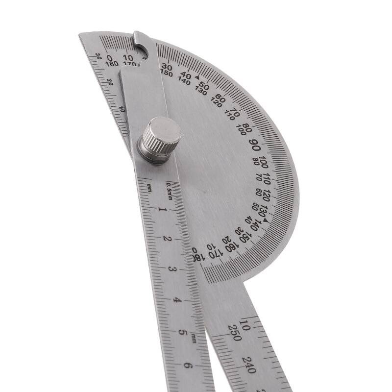 180 Degree Adjustable Protractor Stainless Steel Angle Ruler Measuring Tool