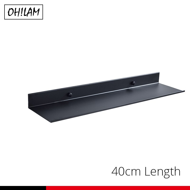 Zwarte Badkamer Planken 30-60 cm Lengte Keuken Wandplank Douche Mand Opslag Rack Handdoek Bar Robe Haken Badkamer accessoires: BS001-40cm