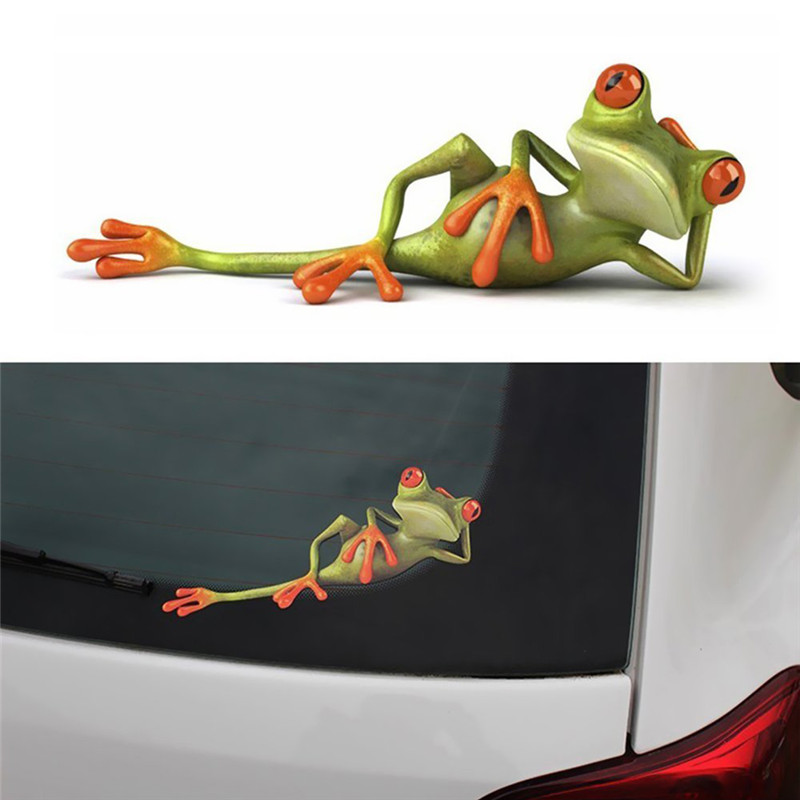 Universal 3D Car Stereo Frog Sticker Funny Cute Green Decal For Car-styling Automobile Window Decoration Accessorie Car Interior