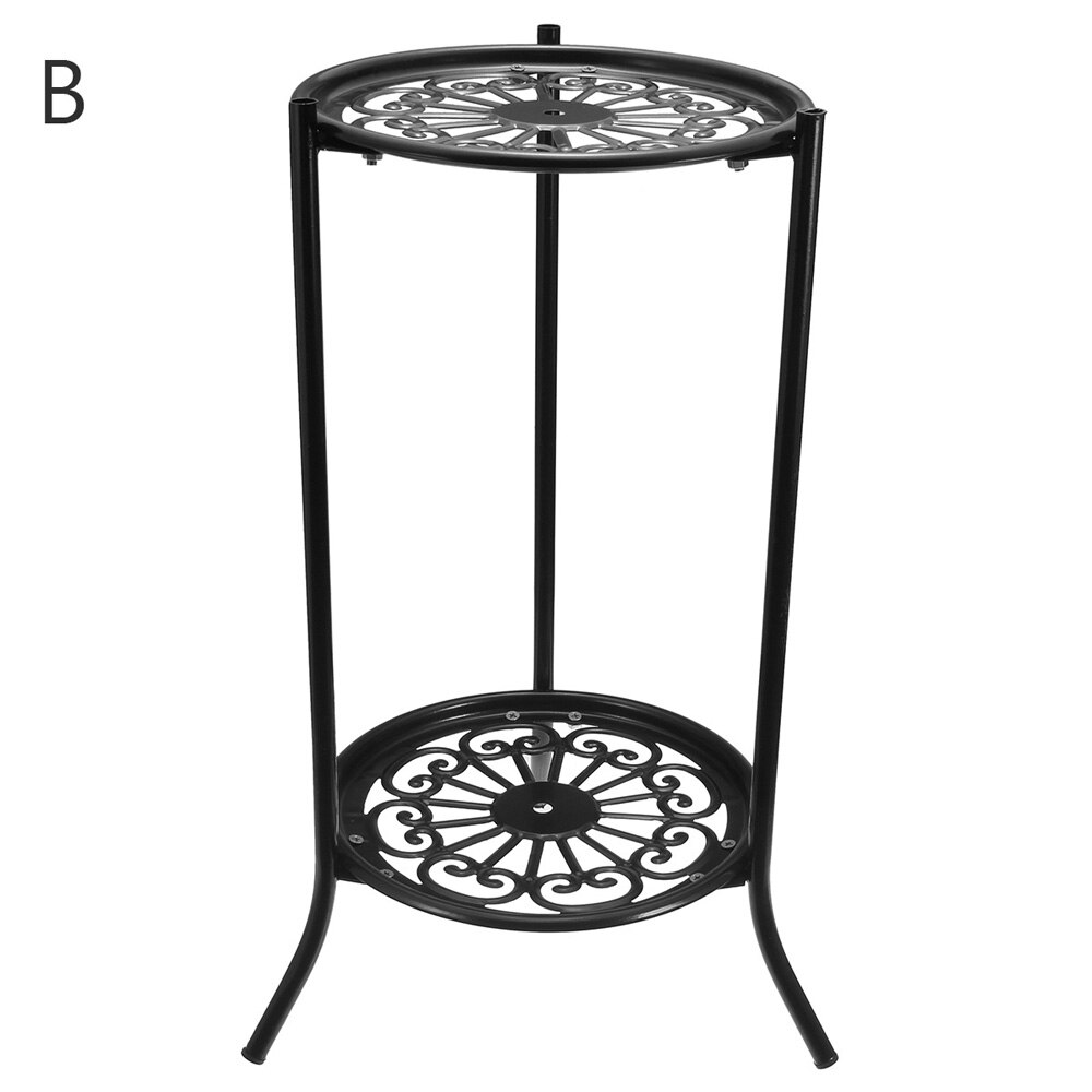 Soporte para maceta, accesorio negro/blanco de 2 niveles, exhibición , jardín, maceta para flores de balcón, estante de soporte, decoración de interior para el hogar: black