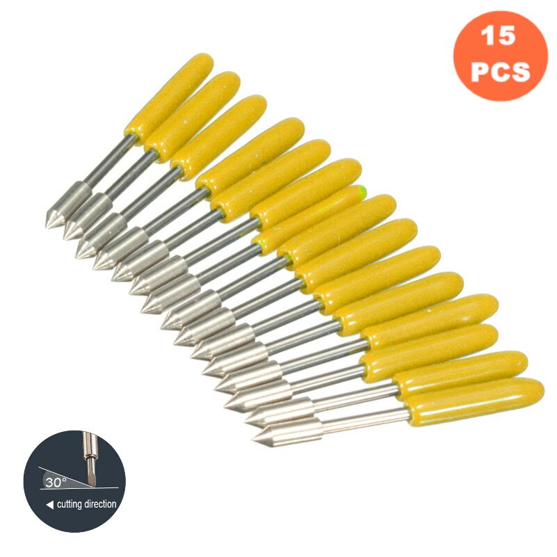 KZTech 15PCS 30 45 60 Degree Vinyl Cutter Blade for Graphtec CB15 CB09 Silhouette Cameo Craftrobo Blades CB15U Cricut CB09U: CB09 30degree