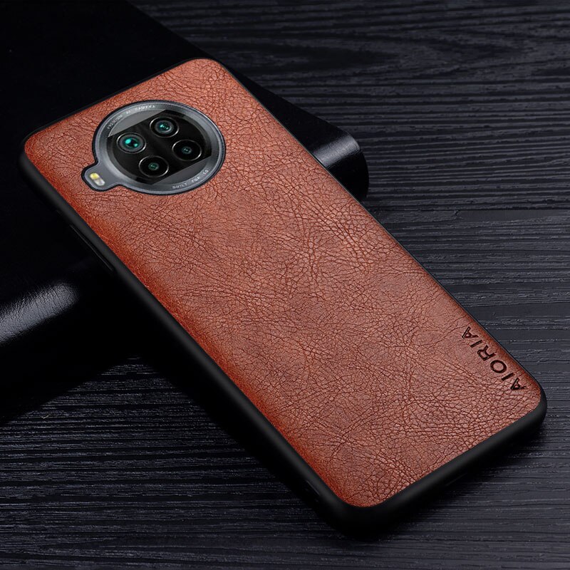 Leder Fall Für Xiaomi Mi 10T Lite Pro Premium Business Stil Retro Litchi Muster PU Zurück Abdeckung für mi 10t Pro lite telefon fall: Pu / Brown