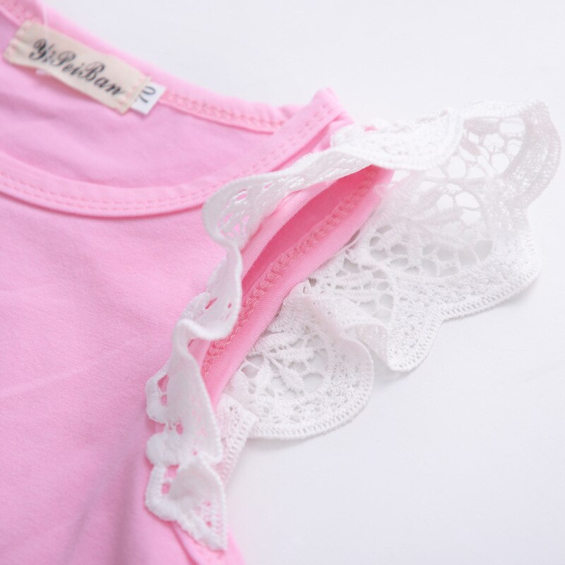 Camiseta de encaje para niñas pequeñas, Tops de princesa, chaleco de encaje sólido, camisetas, ropa infantil
