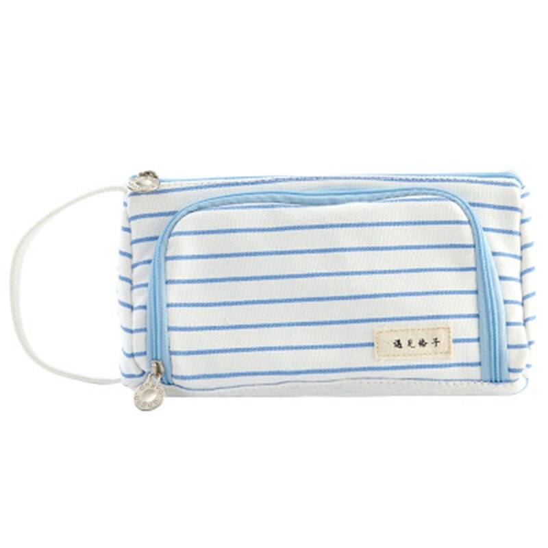 Pencil bag Cosmetic bag stationery Multifunction High capacity Storage Candy colors Cotton and Korean version Simple Storage: Blue Ocean Legend