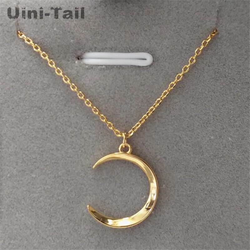 Uini-Tail 925 sterling silver simple glossy moon necklace personality trend temperament cold wind jewelry