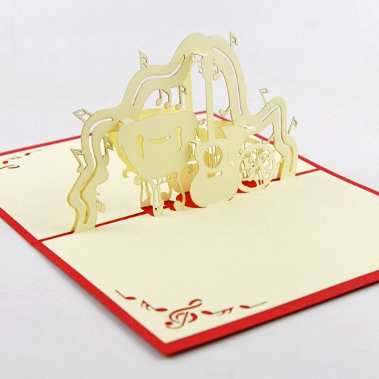 Music Card Spiral Pop Up - Musical Notes 3D Card - Music Instruments Pop Up Card, Bday Pop Up Card