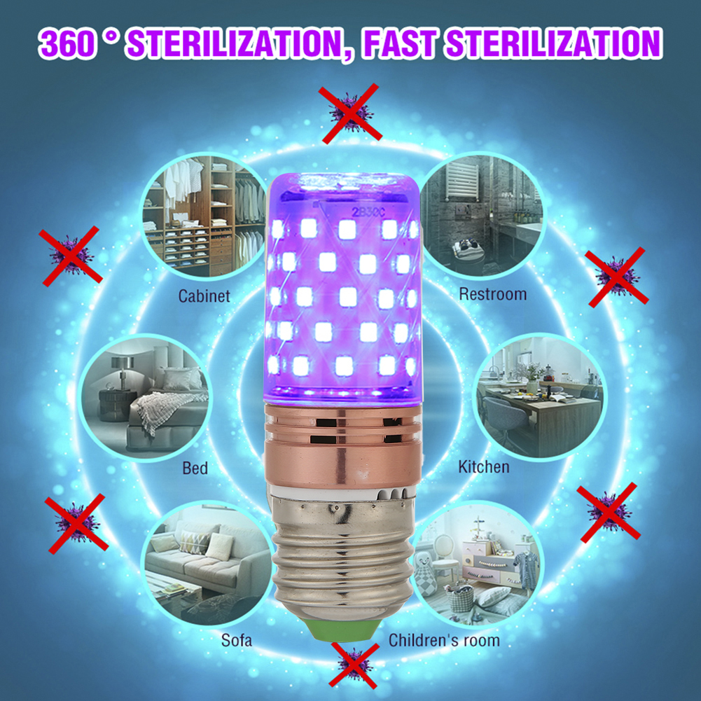 E27 UVC lampe de stérilisation 60 LED stériliser l'ampoule de désinfection germicide pour la désinfection de stérilisateur domestique