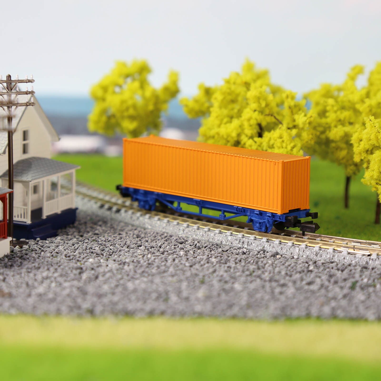 1 Set N Scale 1:160 Flat Car with 40' 20' Container Model Railway Wagons Freight Car C15061