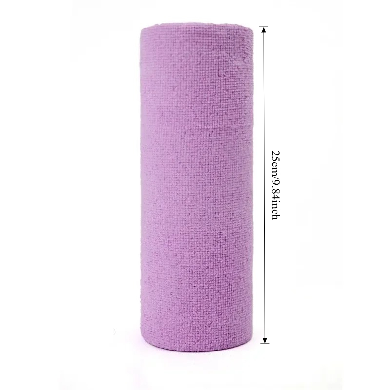 Reusable Cleaning Wipe Household Kitchen Cloth Microfiber Towel Rolls Dish Rags Wash Paper Towel Replacement 1 Roll of 20 Sheets: VIOLET/紫罗兰