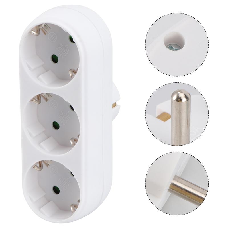 Triple Socket Stopcontact Adapter 1 Tot 3 Way Power Adapter Uitbreiding Socket Anti-Vlam Hittebestendig Socket panel Met Eu Plug