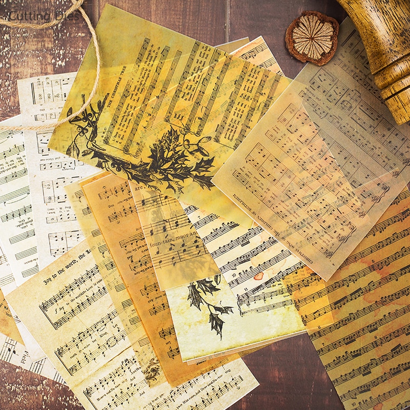 Páginas de libros de música antiguo, papel de terciopelo de fondo, diario, planificador, Scrapbooking, manualidades de papel decorativas Vintage Diy, 16 unids/lote: Default Title