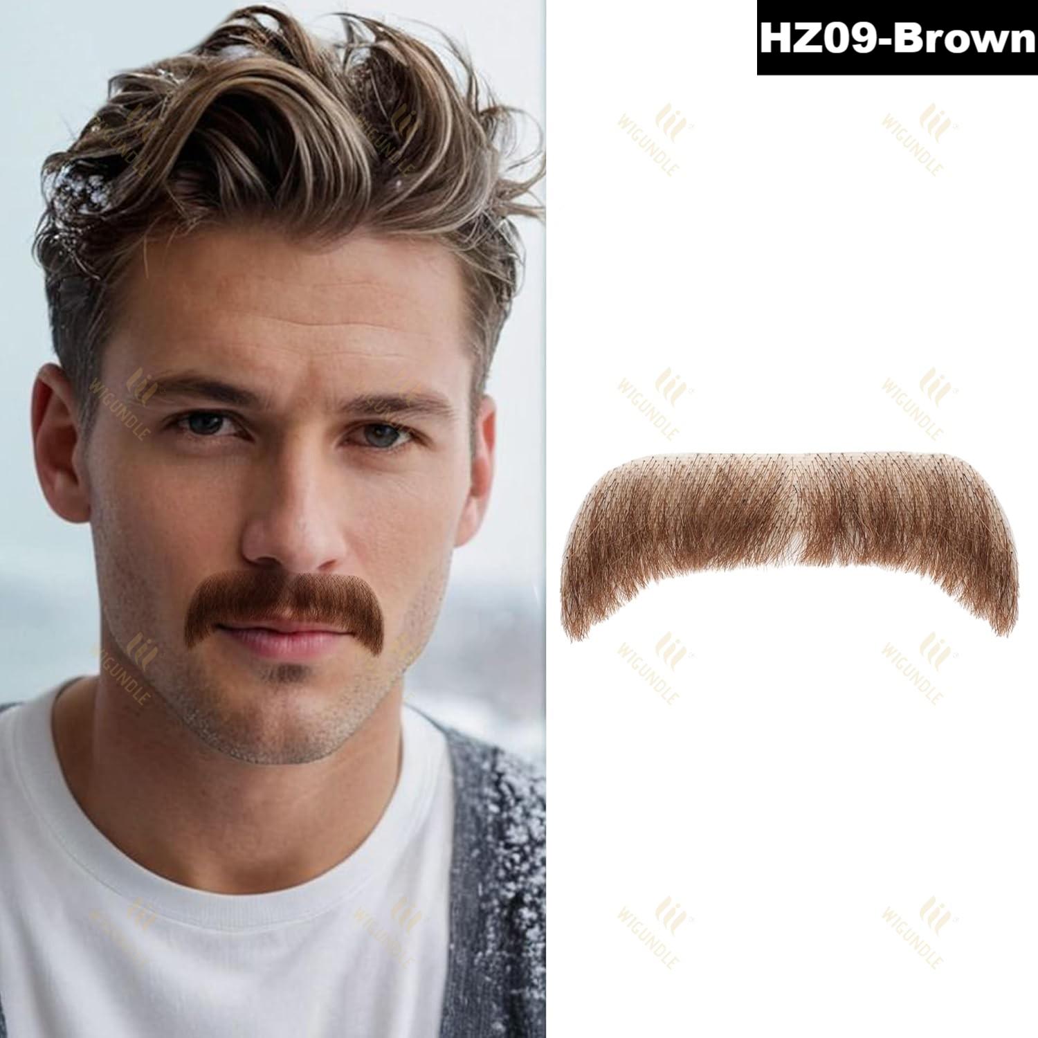 Fantasia de cavanhaque falso, cabelo facial, barba realista, bigode com fita adesiva, cabelo humano, renda, barba para halloween, festa de natal: K18