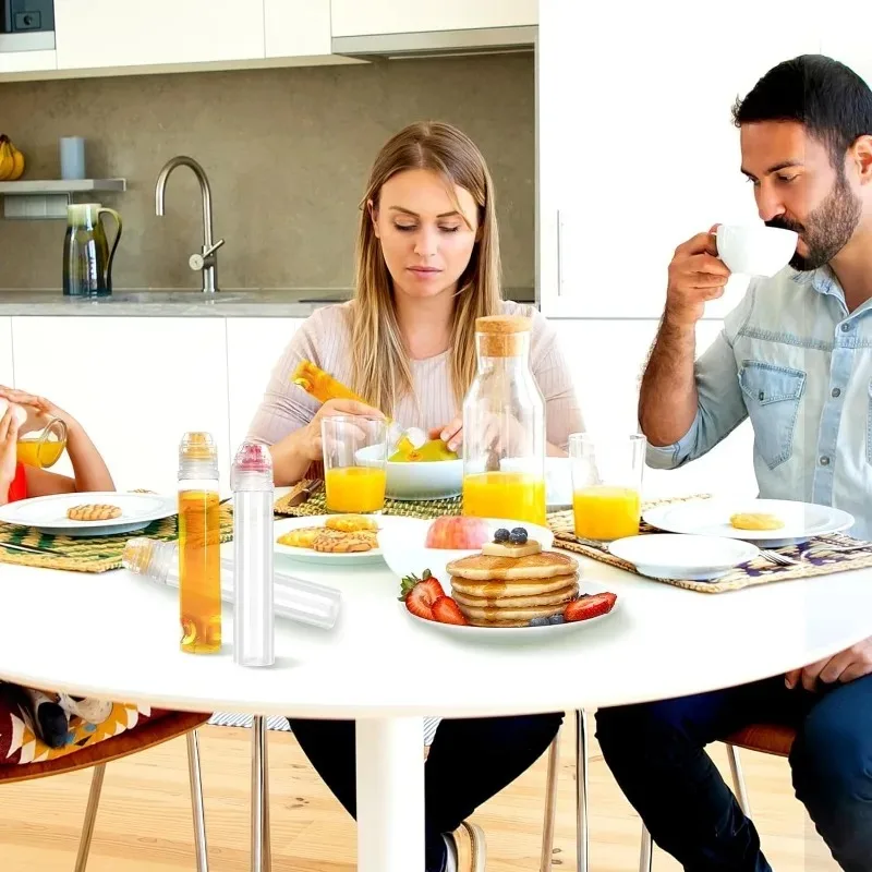 5/1pc plastic knijpflesjes met honing en dressing, navulbare kruidenflesjes met klapdeksel voor siroop/saus/olie.