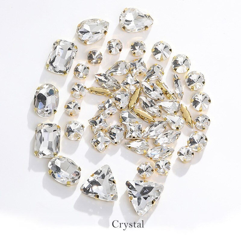 Astrobox Fancy 50 Stuks Gemengde Vorm Met Klauw Naai Rhinestone Crystal Voor Kleding &amp; Accessoires Glas Steen Diy Sieraden maken: Crystal