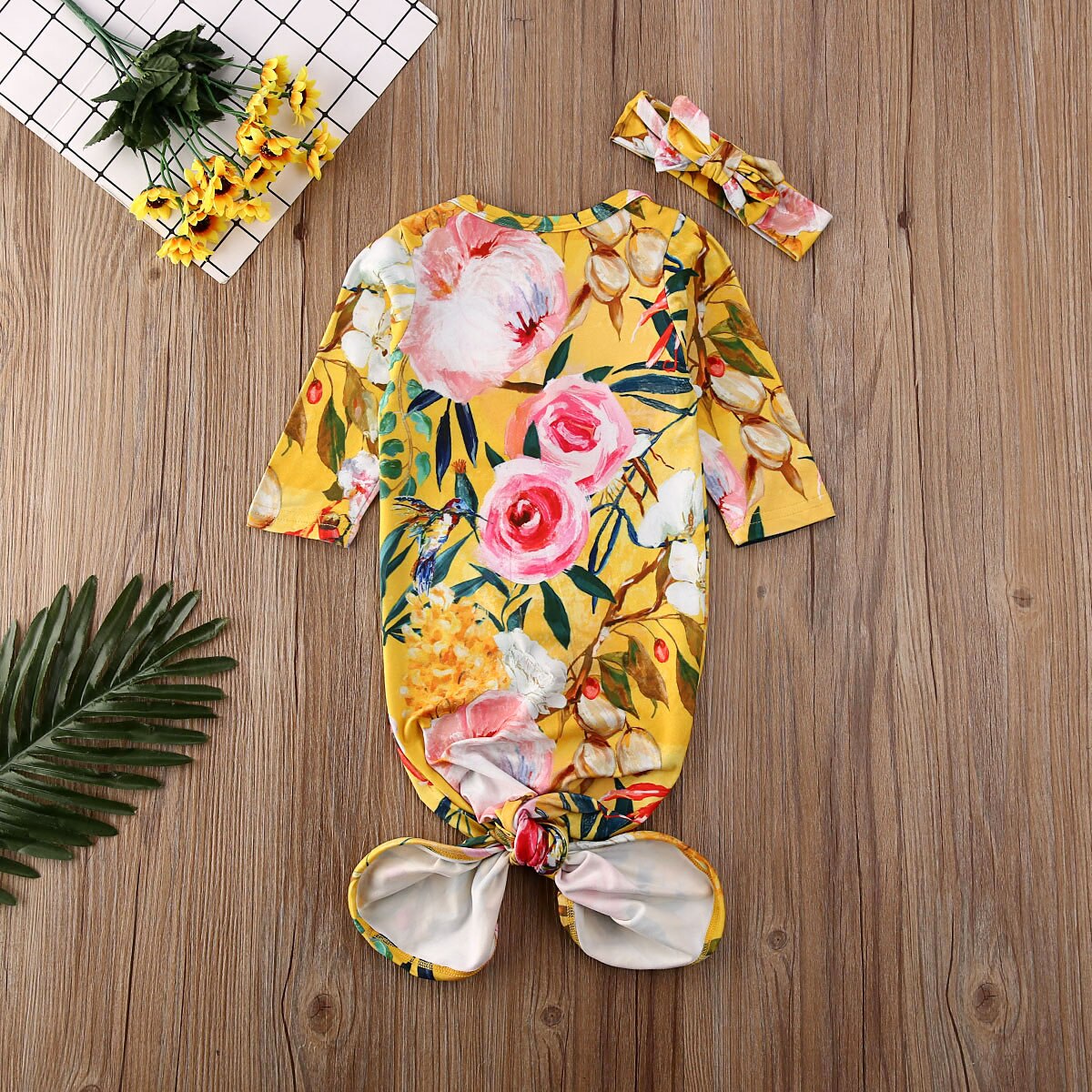 Nyfødt spædbarn baby blomstertæppe sovende langærmet spædbarn børn sovedragt