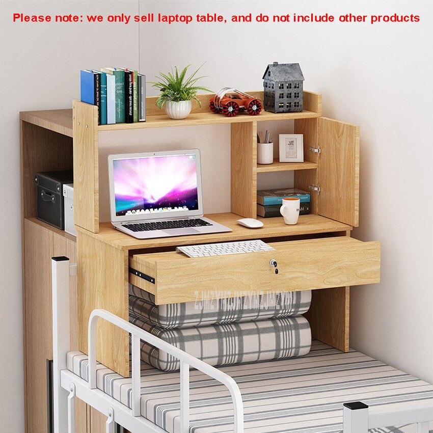 Laptop Computer Table On Bed With Drawer Lock Wood Dormitory Desk Bedroom Bed Book Storage Cabinet Floating Window Table: yellow pear color
