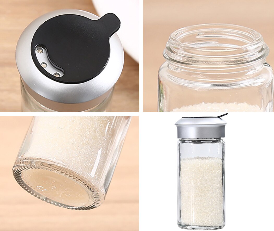 Transparant Glas Keuken Gadgets Peper Spice Shaker Kruidkruik Roterende Cover Kruiden Kan Zout Suiker Fles