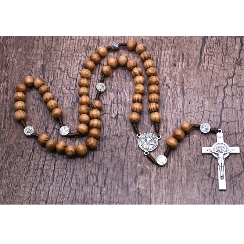 Handgemaakte Ronde Kraal Rozenkrans Ketting Voor Mannen Kruis Jezus Hanger Katholieke Religieuze Sieraden Charm