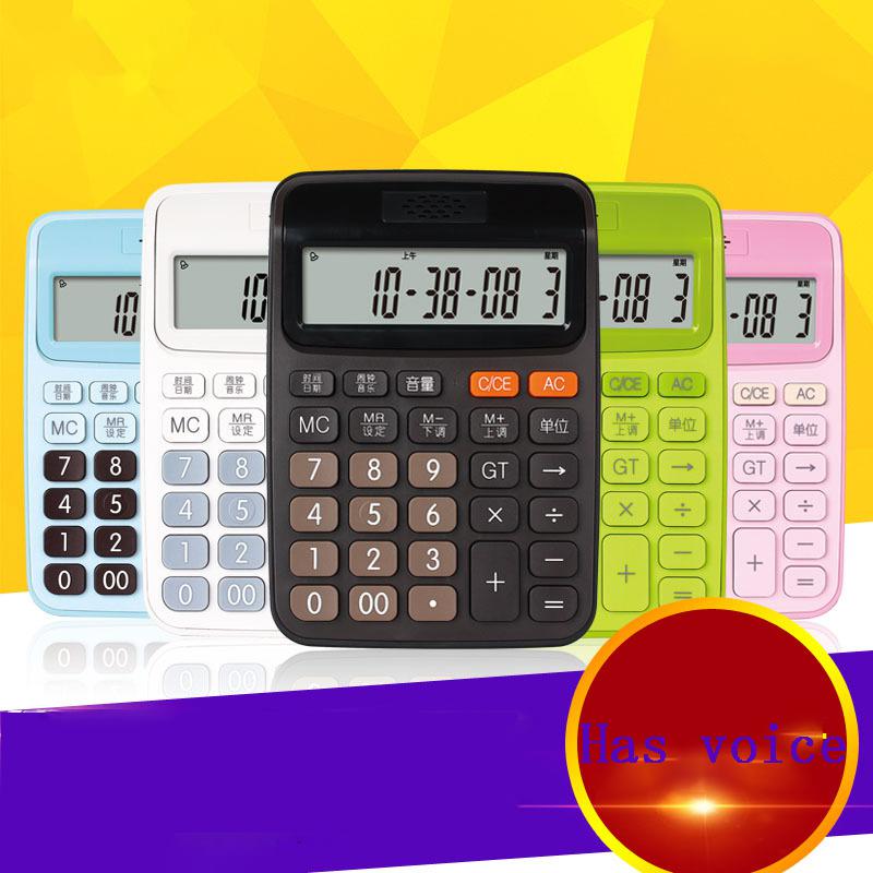 12 Digit Desk Voice Calculator Large Buttons Financial Business Accounting Tool Pink Blue Black Big Buttons Battery