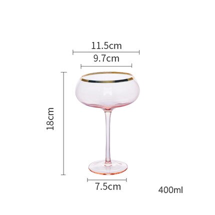 Lead Free Crystal Glass Goblet Pink Wine Glass Beer cup Gilded Champagne Glasses Home Drinkware Romantic Wedding: A