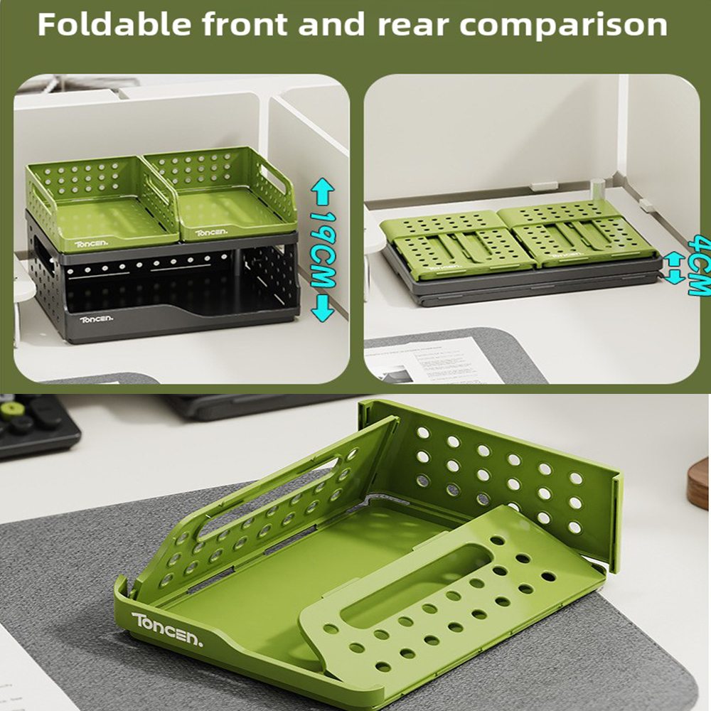 Foldable Desk Organizer Basket - Snack Divider, Stationery Holder, File Box, Document Rack, Office Desk Organizer Basket
