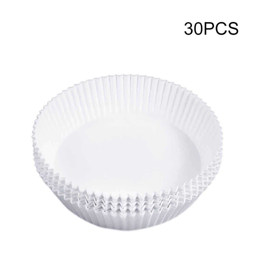 Silicone Pot For Airfryer Reusable Air Fryer Accessorie Baking Basket Pizza Plate Grill Pot Kitchen Cake Cooking Baking Tool: Disposable 30PC WH