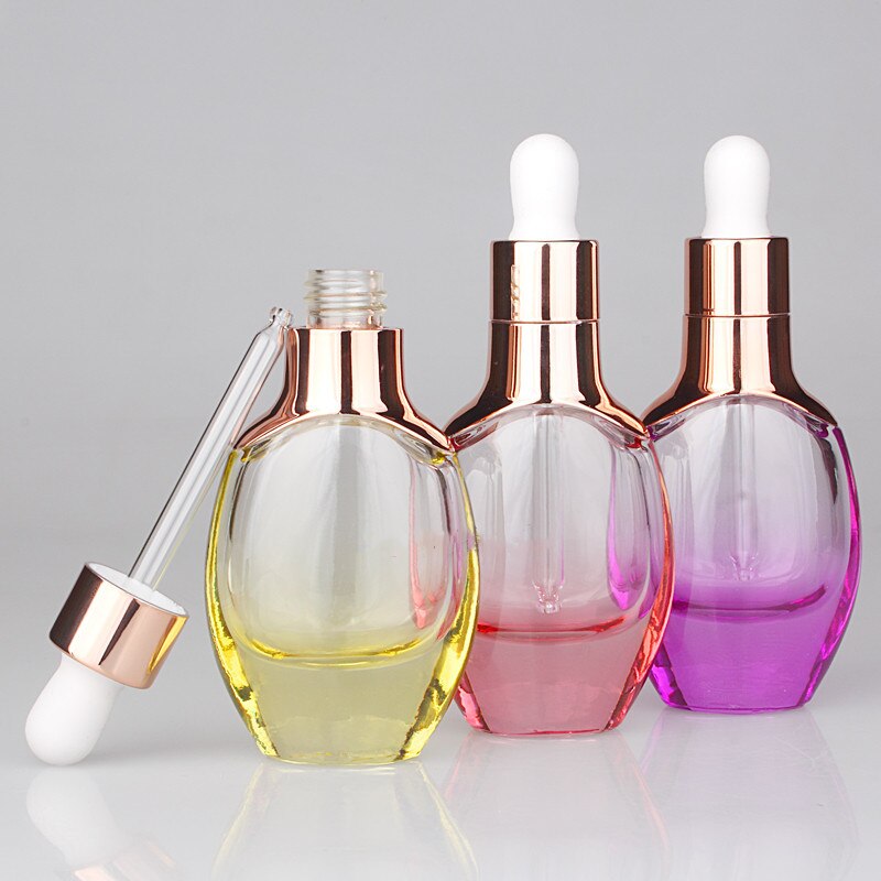 30ml Rohre Tropfer Flasche Aromatherapie Flüssigkeit für Ätherisches Reise Bunte Rose Gold Massage Öl Pipette Nachfüllbare Flaschen
