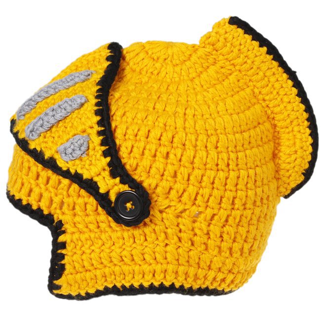 Roman Knight Helmet Caps Winter Warm Hats For Family Novelty Handmade Knit Hats Father Kids Beanies Cap Party Mask