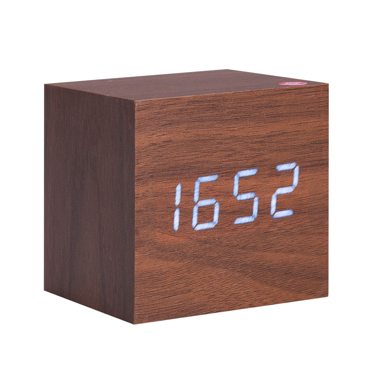 Digital LED Wood Wooden Cube Desk Clock Alarm Voice Control Thermometer Timer Calendar: B