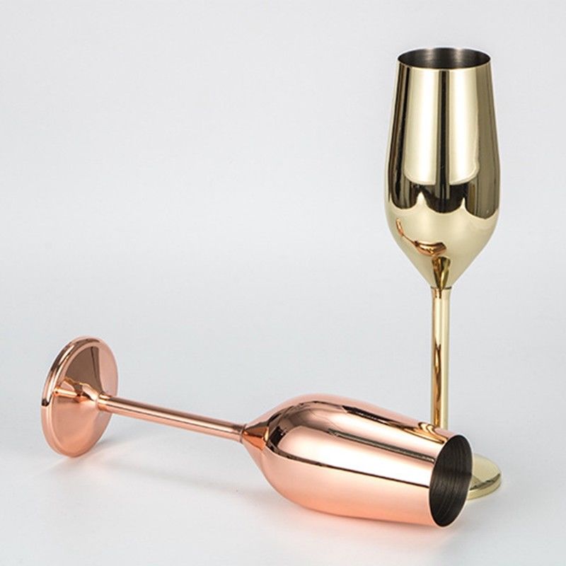 Champagne Glasses Brushed Gold Wedding Toasting Champagne Flutes Shatterproof Stainless Drink Cup Party Marriage Wine
