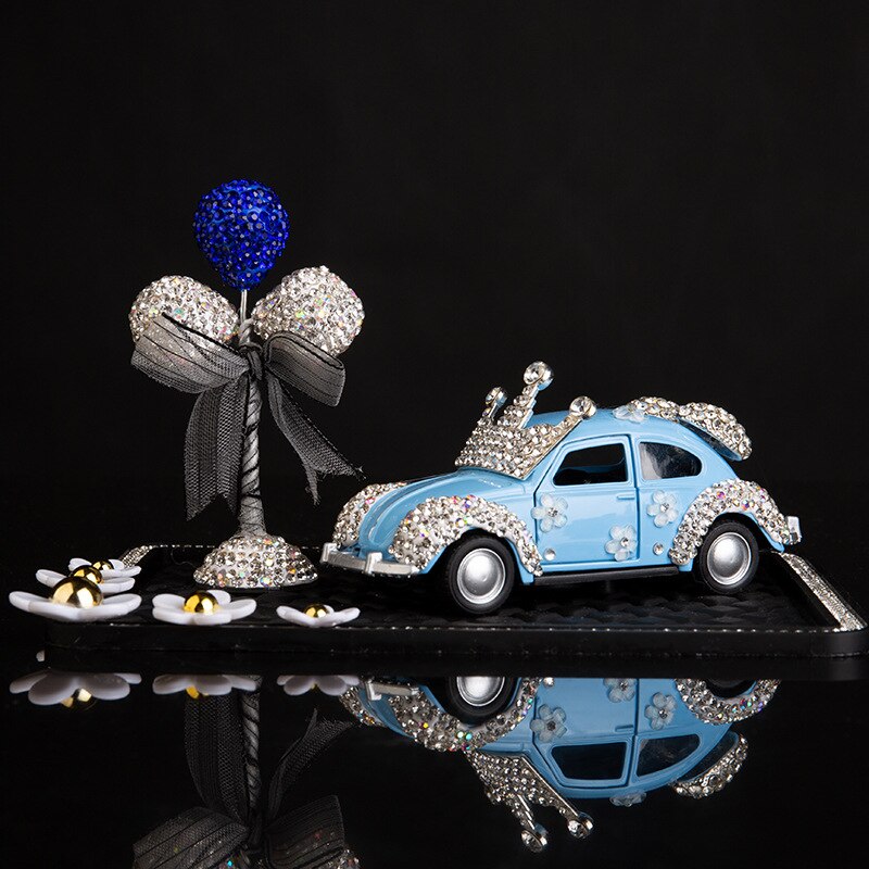Luxus Diamant Jahrgang Auto Dekoration Zubehör Rosa einstellen Diamant Auto Modell Center Konsole Aromatherapie Ornament Bling: Blau 3Stck einstellen