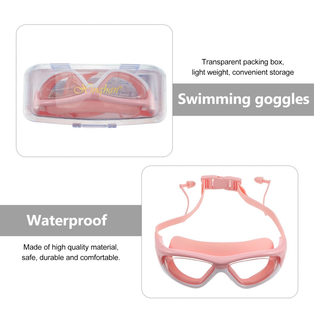1Pc Zwemmen Goggle Zwemmen Bril Anti Fog Goggle Met Oordopjes Voor Kids