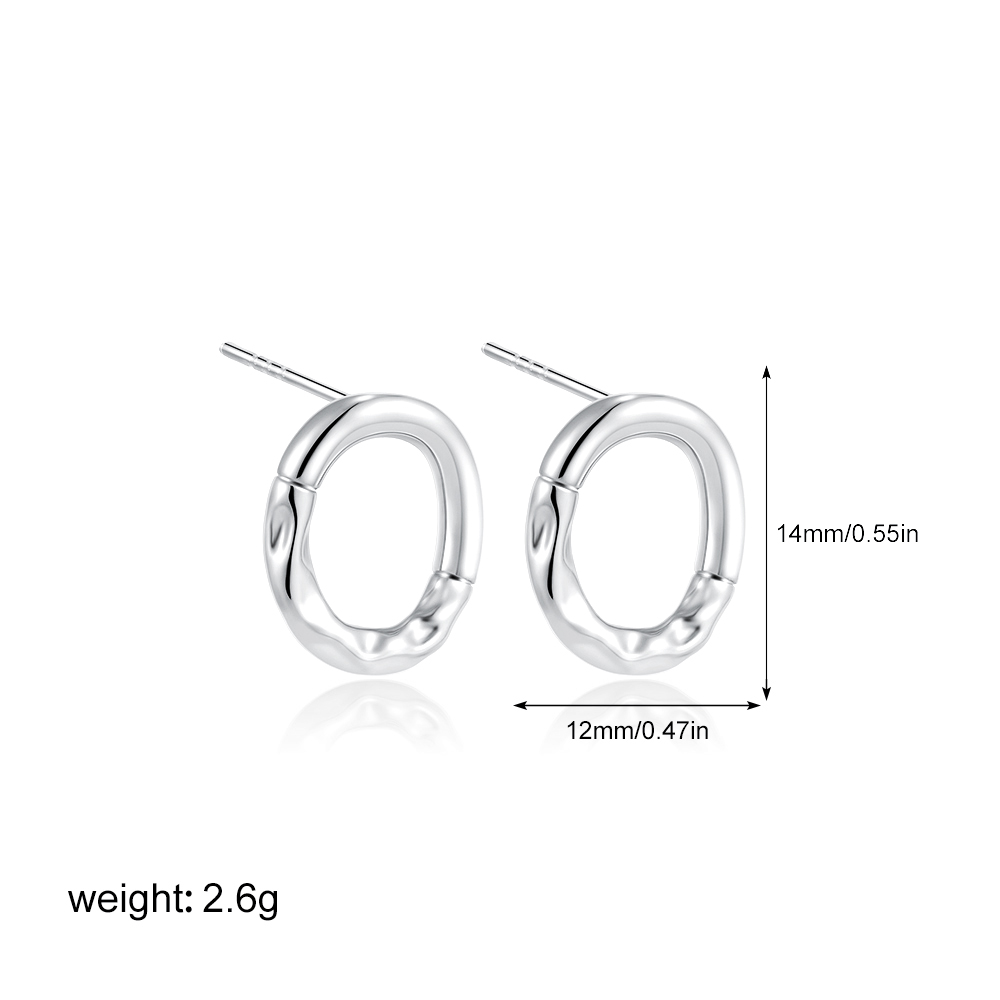 Boucles d'oreilles géométriques en acier inoxydable pour femmes, couleur or argent, bicouche, Texture métallique irrégulière, bijoux à la ,: Rhodium plaqué