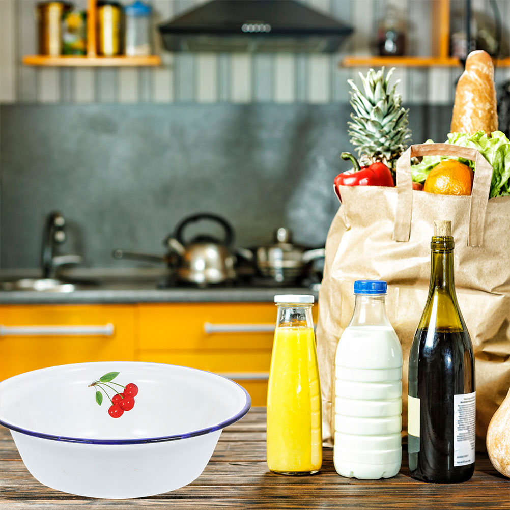 Old-fashioned Enamel Basin Retro Storage Basin Kitchen Supply Noodle Bowl